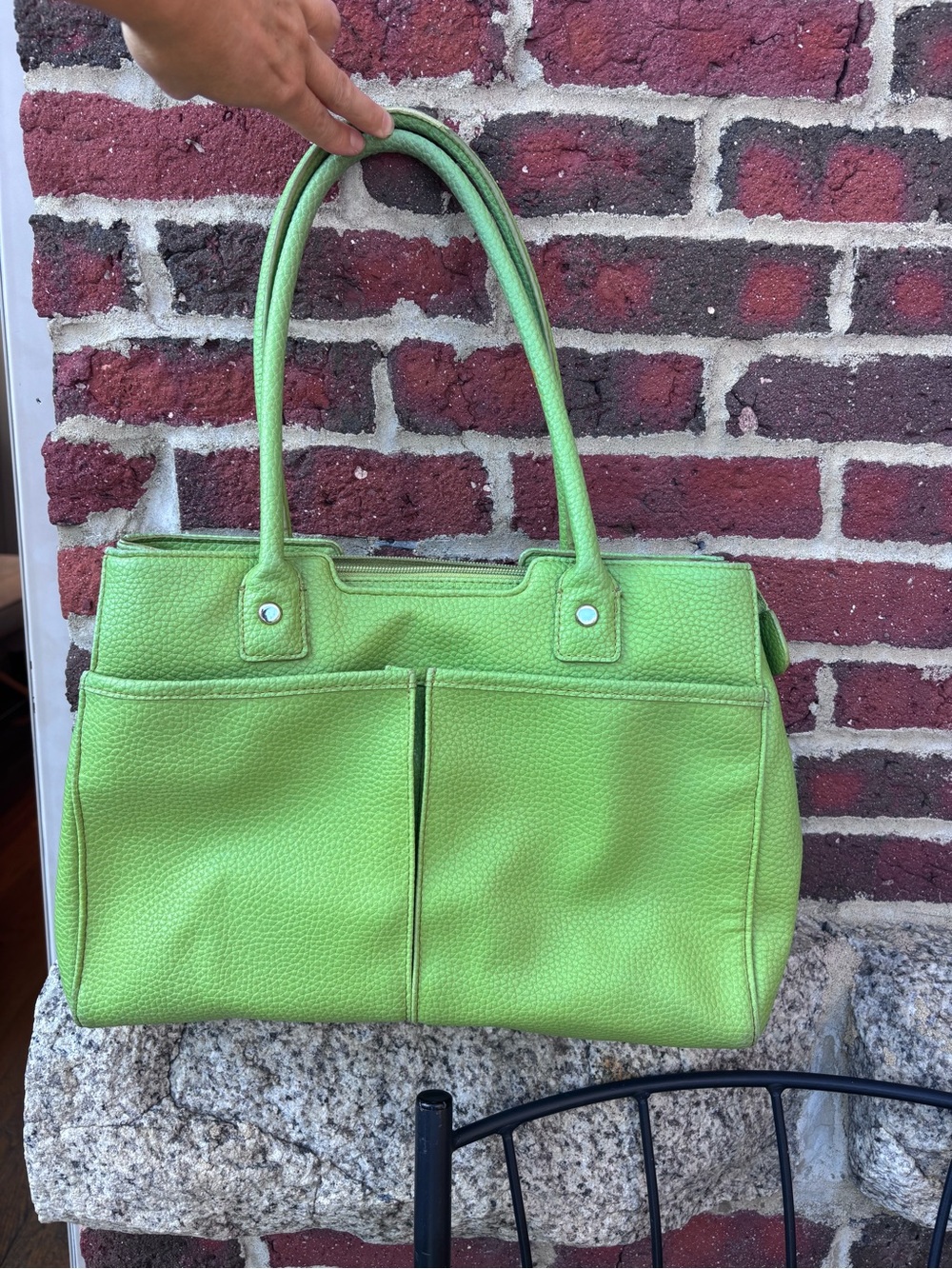 Lime Green Vegan Leather Tote